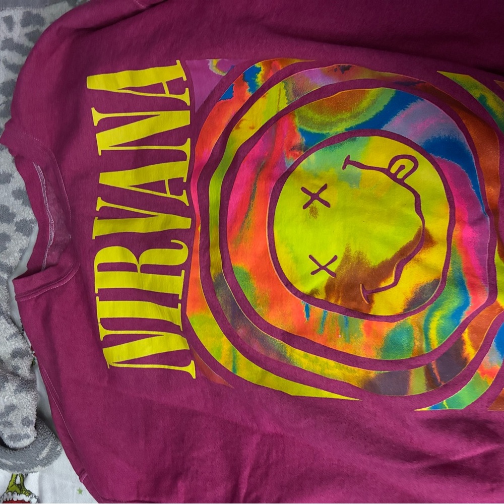 Nirvana oversized sweatshirt urban outfitters- pink with Multicolor Design